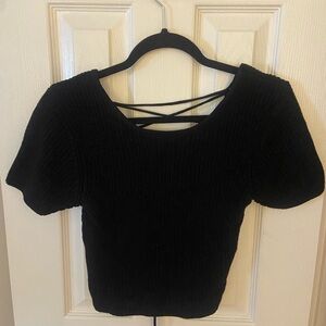 Black Knit Women's Tie Back Top